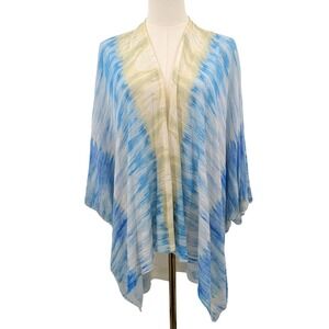 Chico's Tie Dye Open Front Kimono Cardigan Blue Yellow NWT‎ Size 1 M